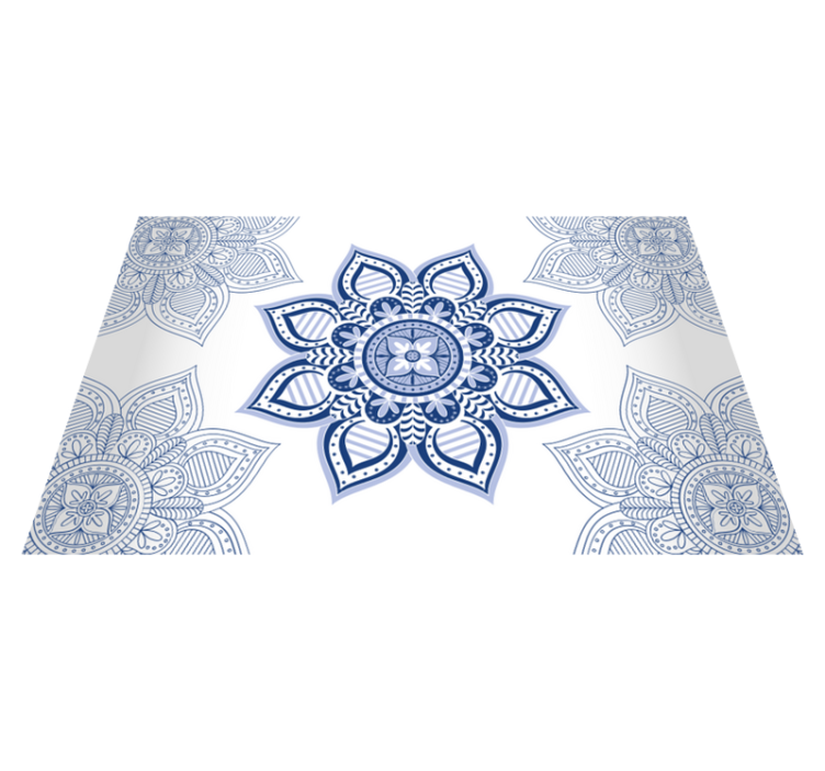 Tapis vinyle mandala floral bleu complexe - TenStickers