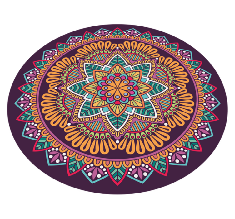 Tapis vinyle mandala élément fleuri et vivant - TenStickers
