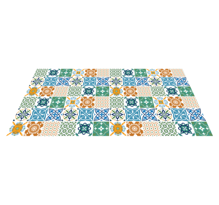 Tapis vinyle cuisine coloré motif porcelaine - TenStickers