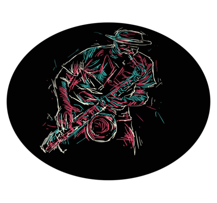 Tapis vinyle rond performance d'un musicien de jazz - TenStickers