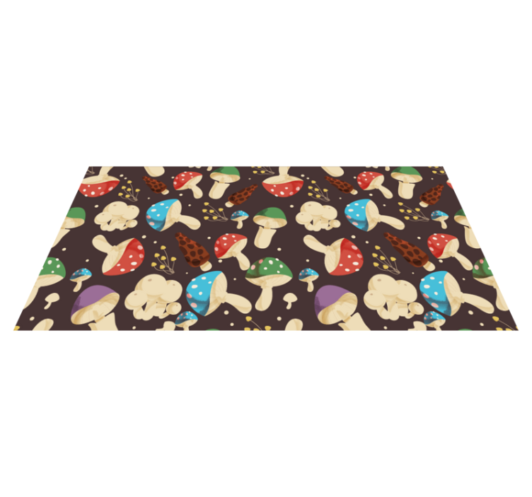 Tapis vinyle plantes motifs de champignons vibrants - TenStickers