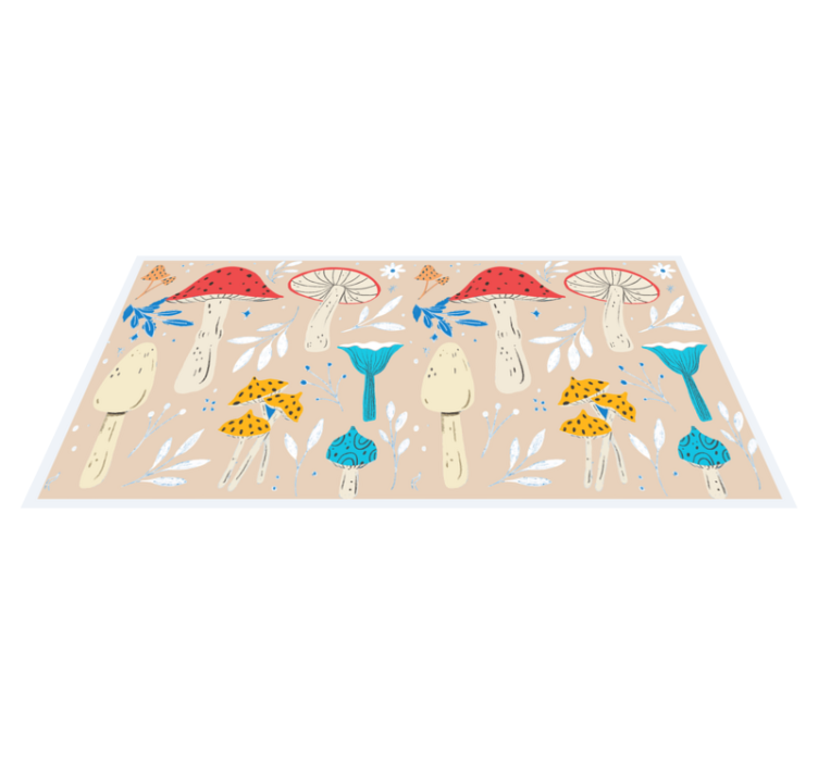 Tapis vinyle salon Champignons classiques fond beige - TenStickers