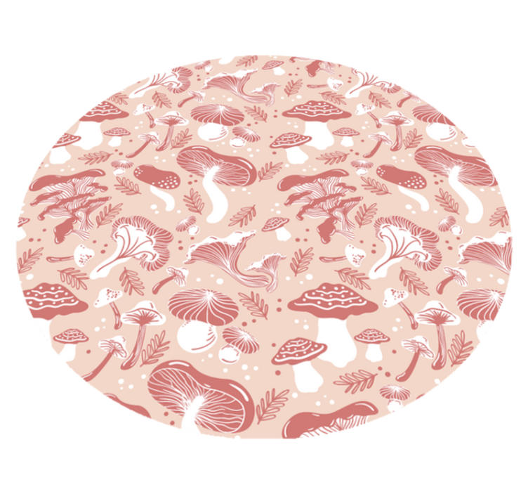 Tapis vinyle rond art botanique des champignons - TenStickers