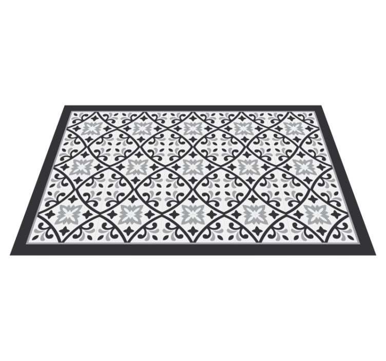 Tapis vinyle carreaux de ciment blanc et gris - TenStickers