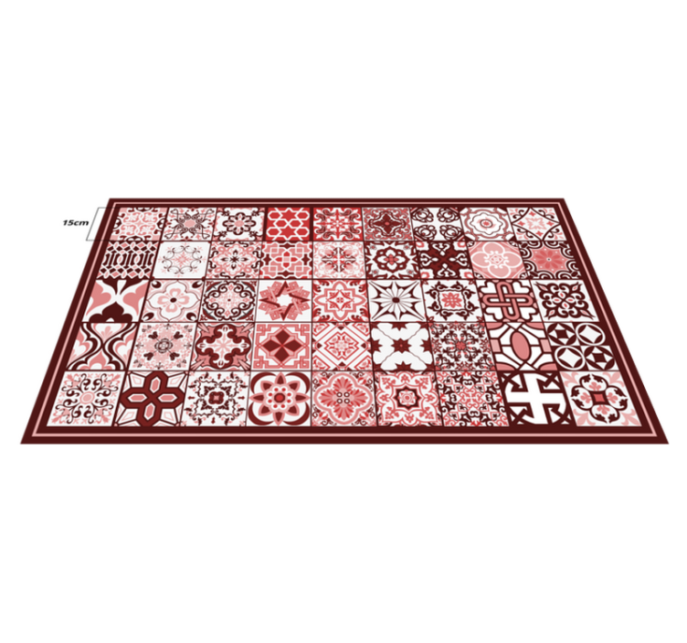 Tapis vinyle carreaux de ciment rouges blancs - TenStickers