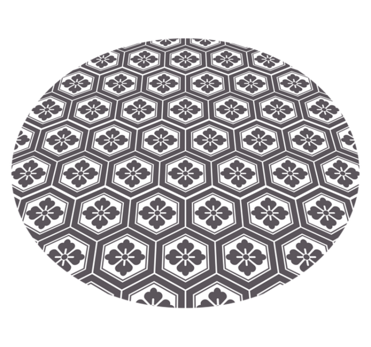 Tapis vinyle rond motif floral hexagonal - TenStickers