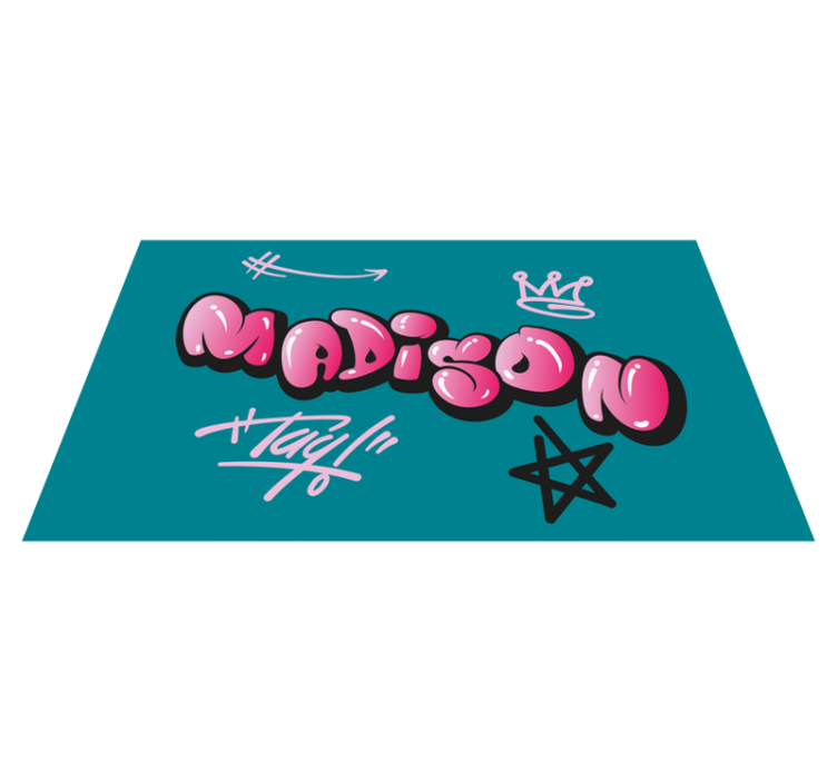 Tapis vinyle ado graffiti rose avec nom - TenStickers