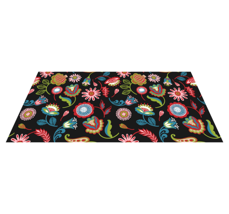Tapis vinyle salon vinylee folklorique coloré sur fond sombre - TenStickers