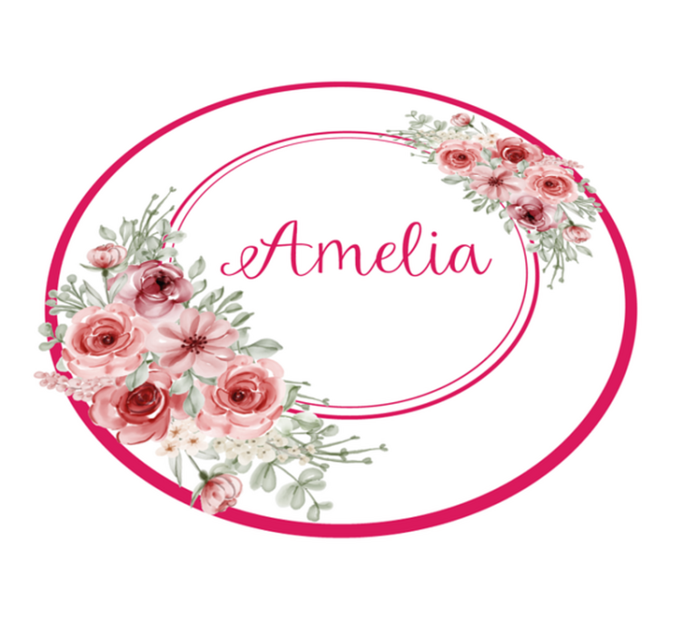 Tapis vinyle chambre monogramme floral avec nom - TenStickers