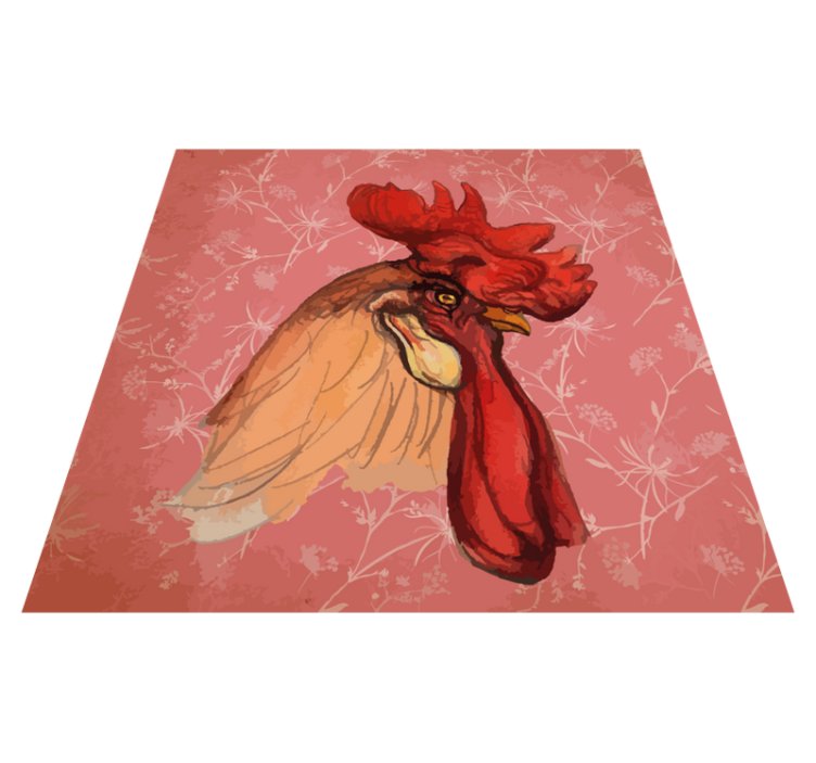Tapis vinyle motif animal coq floral - TenStickers