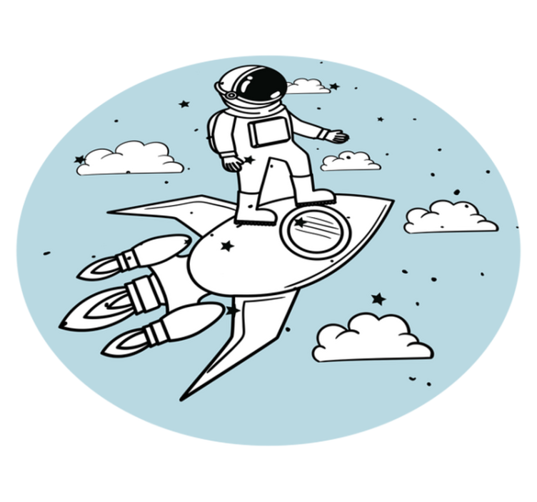 Tapis vinyle pour enfants aventure de fusée d'astronaute - TenStickers