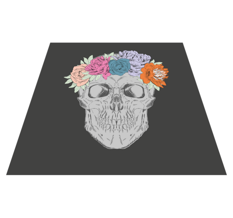 Tapis vinyle ado art du crâne floral - TenStickers