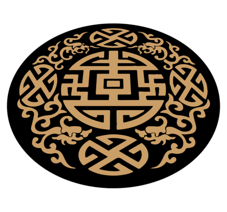 Tapis vinyle rond motif de symbole culturel - TenStickers