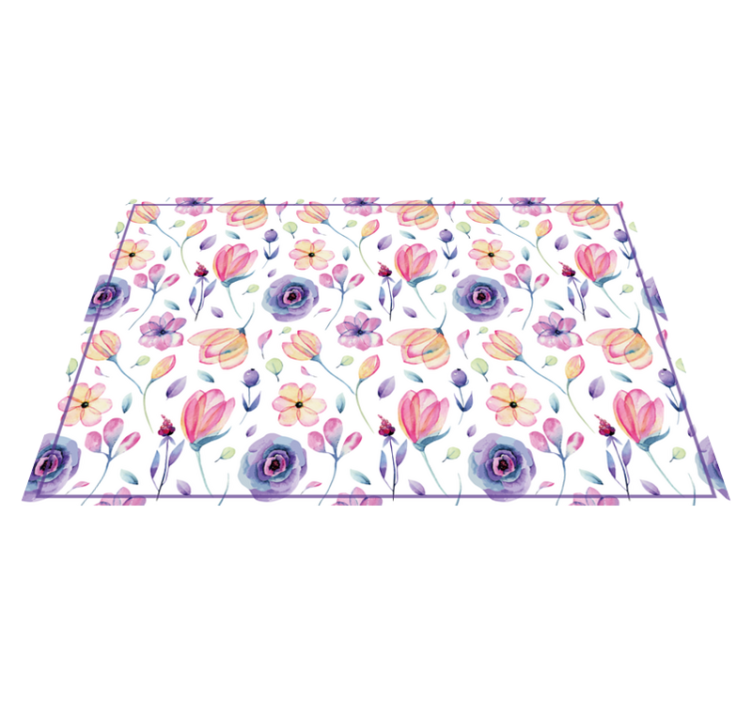 Tapis vinyle plantes motif floral aquarelle - TenStickers