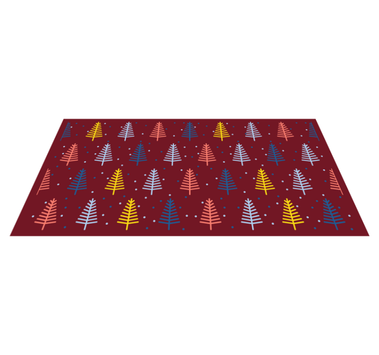 Tapis vinyle noël arbres rouges colorés - TenStickers