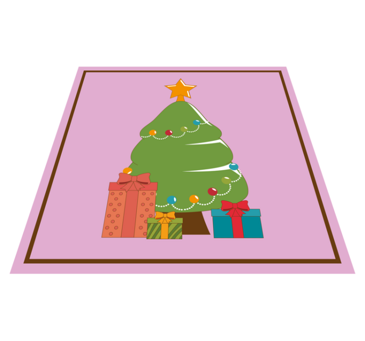 Tapis vinyle noël illustration d'un arbre avec des cadeaux - TenStickers