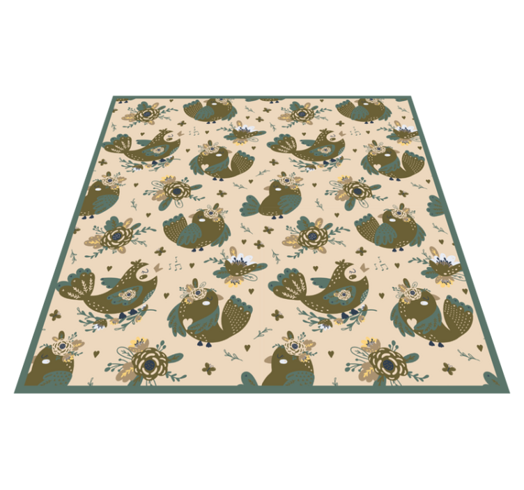 Tapis vinyle plantes motifs d'oiseaux fantaisistes - TenStickers