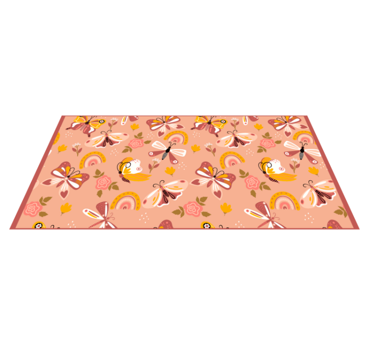 Tapis vinyle bébé papillons floraux colorés - TenStickers