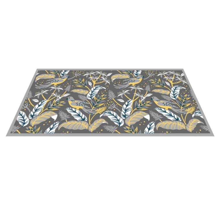 Tapis vinyle animal Perroquets sur feuilles grises - TenStickers