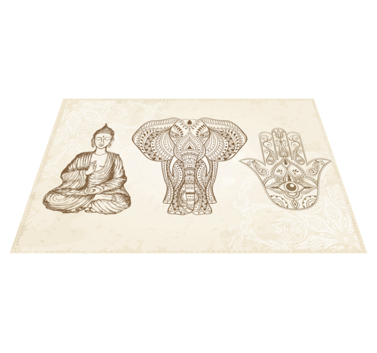 Tapis vinyle mandala main d'éléphant de bouddha - TenStickers