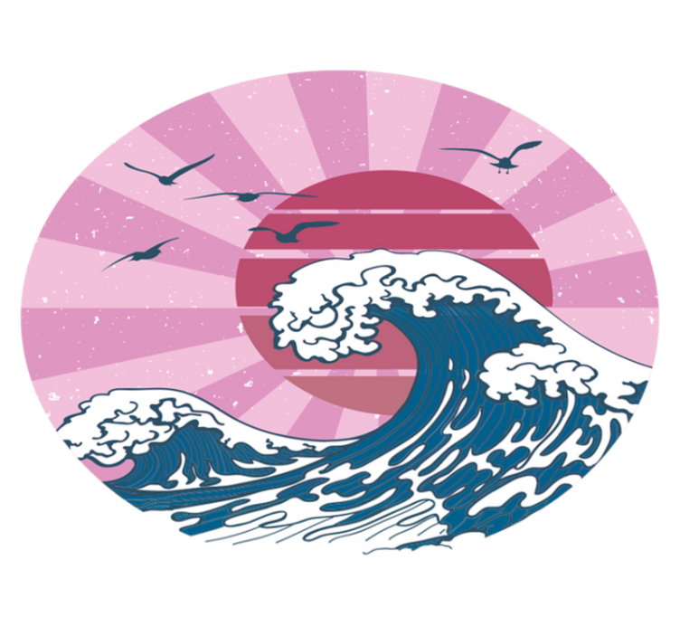 Tapis vinyle géométrique vague rose de kanagawa - TenStickers