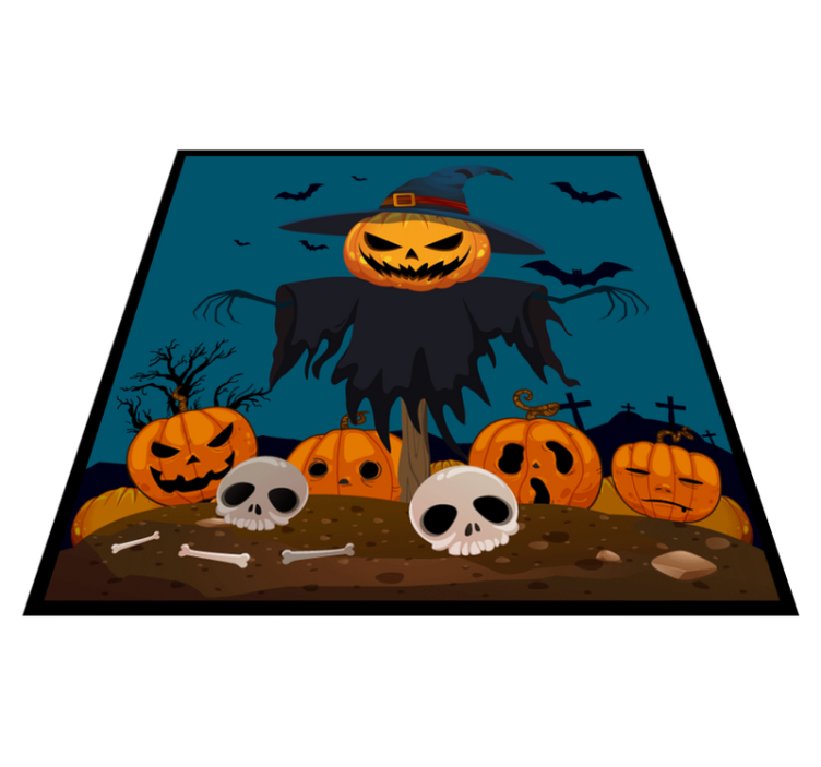 Tapis vinyle pour halloween scène de citrouille hantée - TenStickers