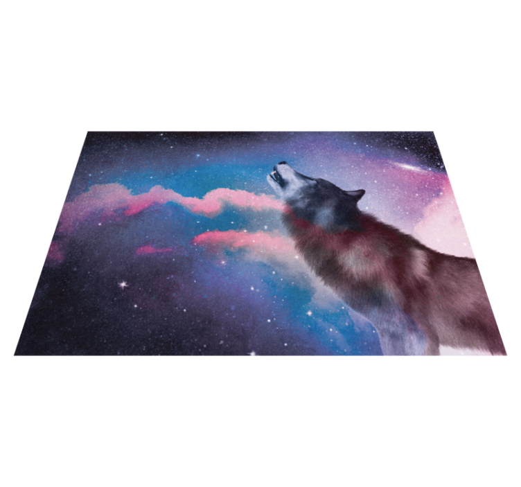 Tapis vinyle animal hurlement du loup cosmique - TenStickers