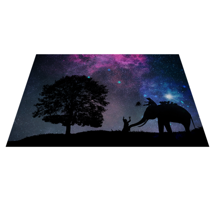 Tapis vinyle animal aventure cosmique de l'éléphant - TenStickers
