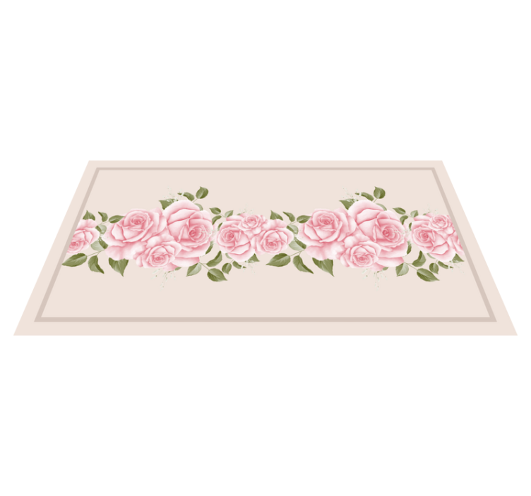 Tapis vinyle plantes bordure de roses roses - TenStickers