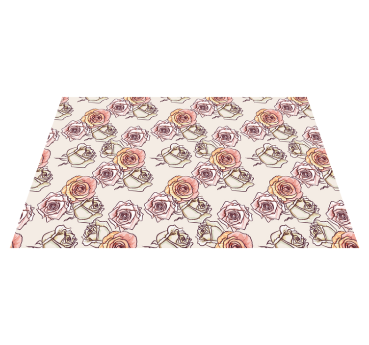 Tapis vinyle plantes motif rose botanique - TenStickers