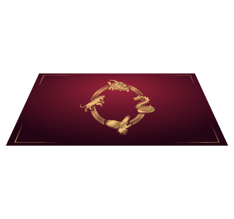 Tapis vinyle éthnique cercle zodiacal doré - TenStickers