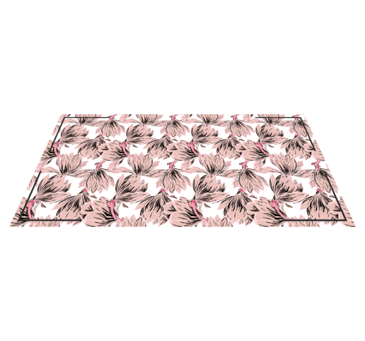 Tapis vinyle plantes motif de fleurs blush - TenStickers