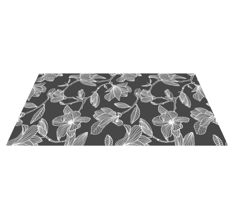 Tapis vinyle salon Magnolia blanc et gris - TenStickers