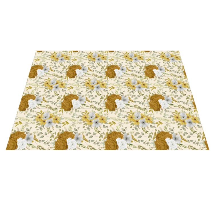 Tapis vinyle fleurs composition bouquet jaune - TenStickers