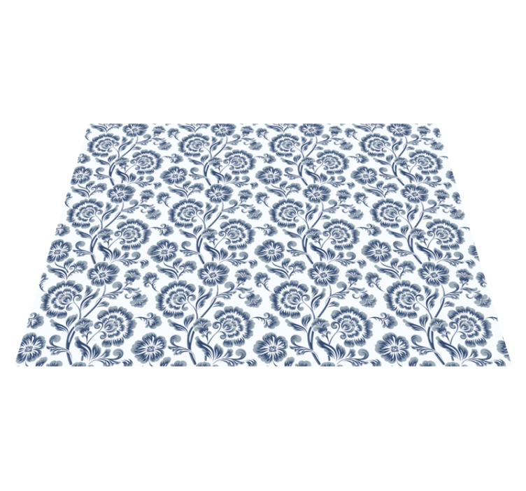 Tapis vinyle fleurs motif floral bleu - TenStickers