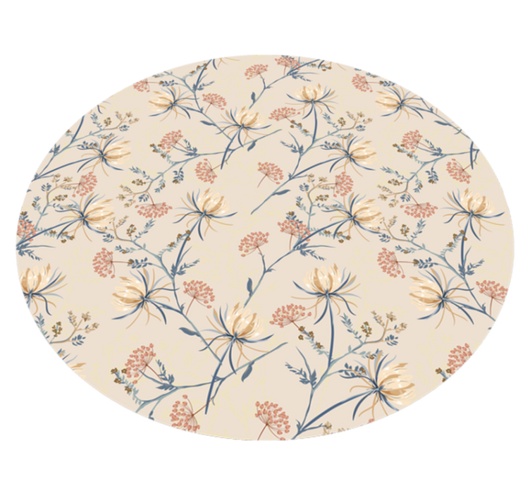 Tapis vinyle rond fleurs et plantes botanique - TenStickers