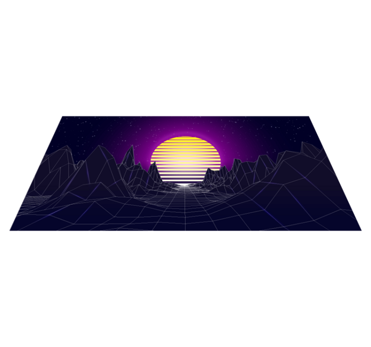 Tapis vinyle design moderne paysage rétro futuriste - TenStickers