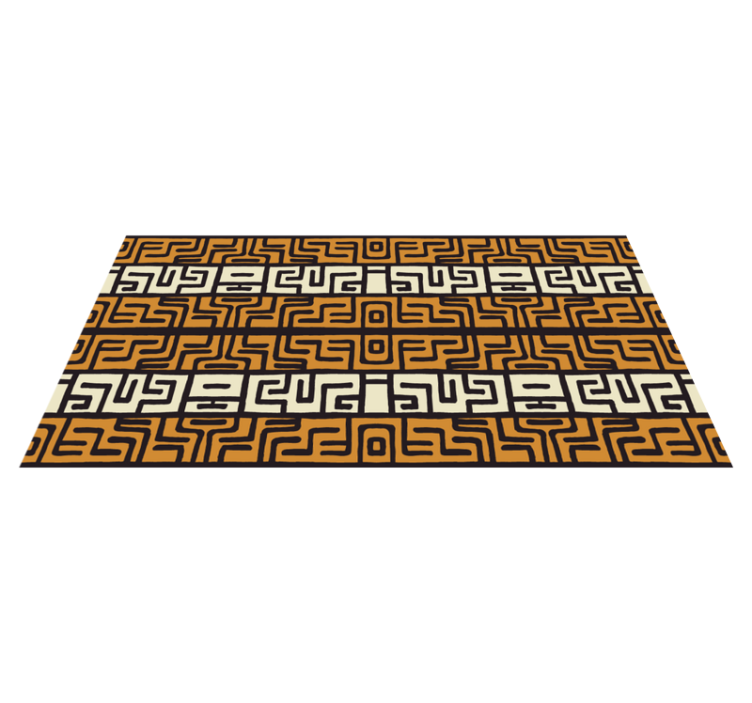 Tapis vinyle géométrique motif de labyrinthe orange - TenStickers