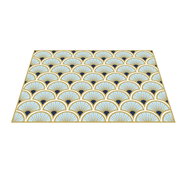 Tapis vinyle salle de bain carreaux d'art sur tons bleus - TenStickers