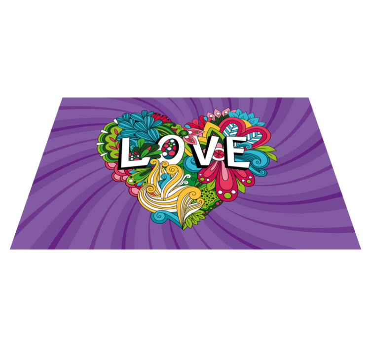 Tapis vinyle citation Love illustration colorée - TenStickers