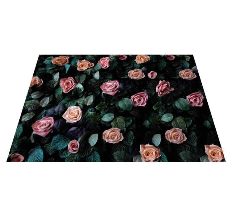 Tapis vinyle fleurs motif rosier - TenStickers