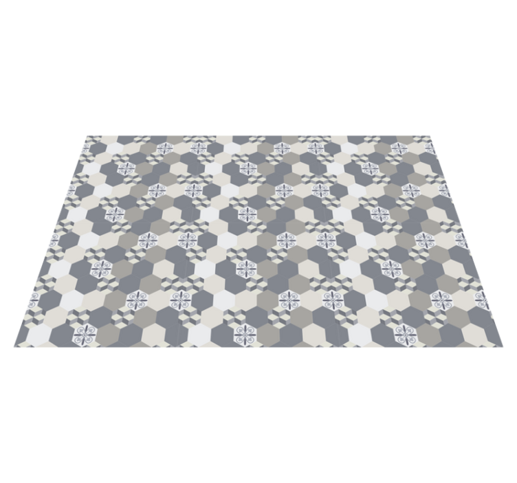 Tapis vinyle géométrique hexagones gris - TenStickers