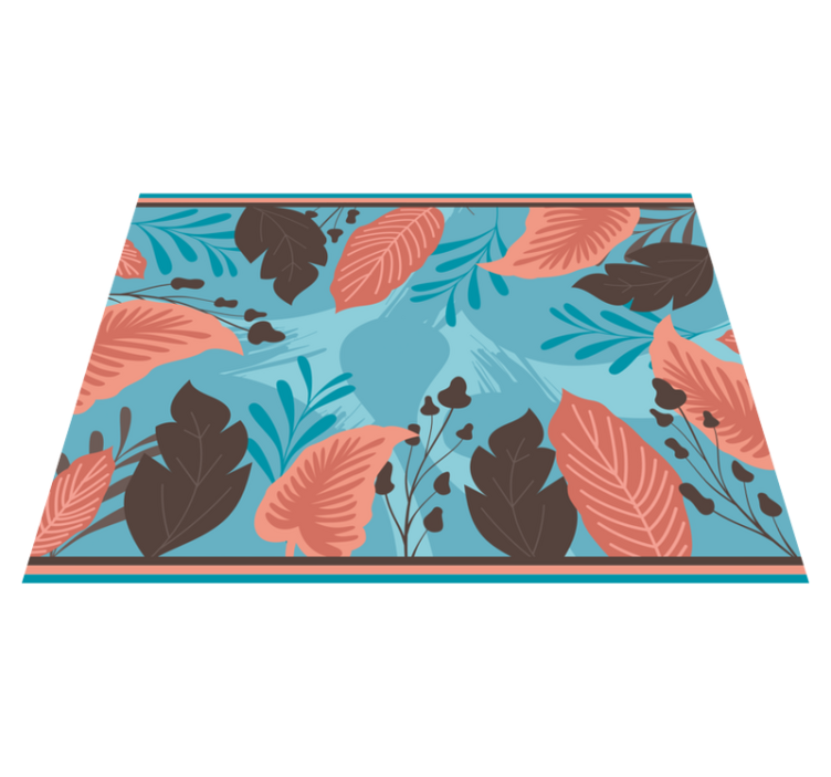 Tapis vinyle plantes bleu motif feuilles botaniques - TenStickers