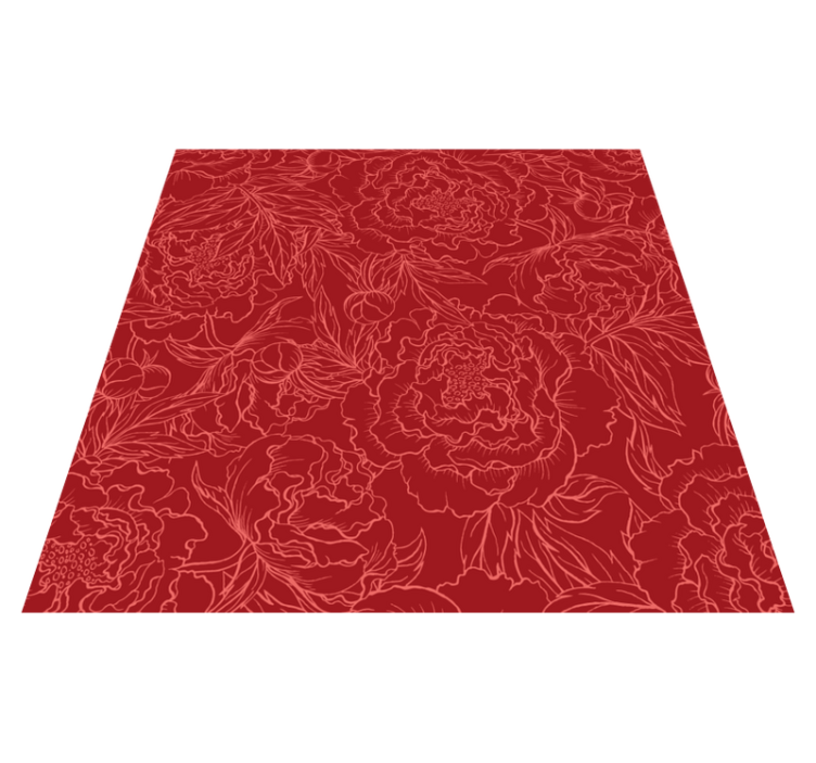 Tapis vinyle plantes motif floral rouge - TenStickers
