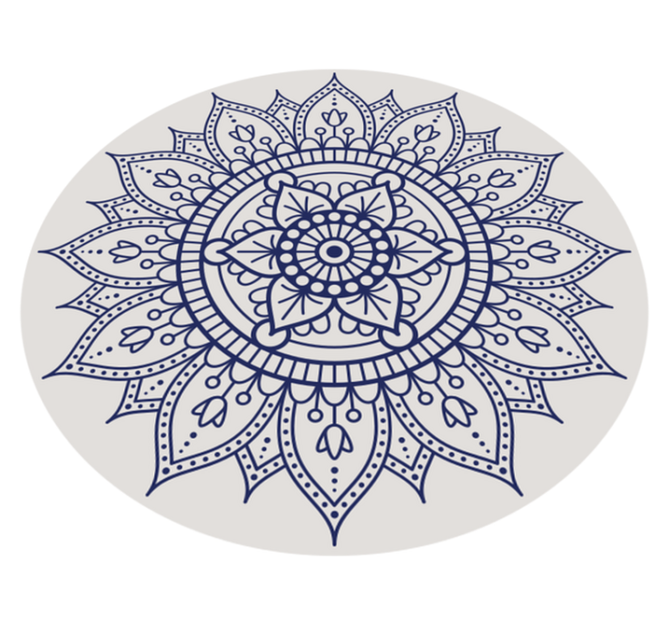 Tapis vinyle rond salon motif mandala bleu - TenStickers