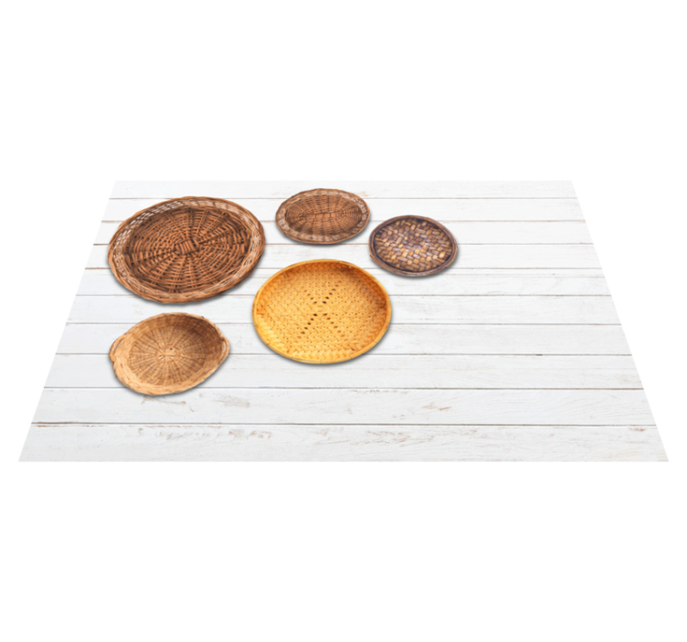 Tapis vinyle effet parquet motif paniers en osier - TenStickers