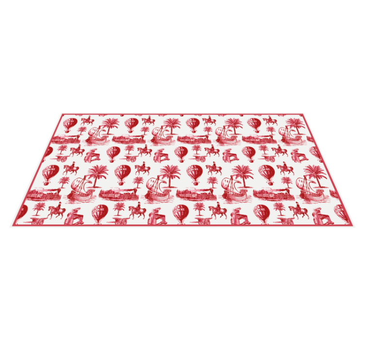 Tapis vinyle vintage effet jouy illustrations rouges - TenStickers