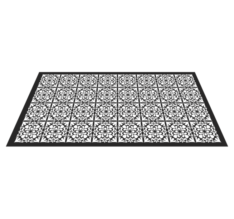 Tapis vinyle cuisine carrelage gothique noir et blanc - TenStickers