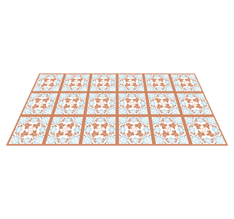 Tapis lino cuisine carreaux fleurs méditerranéennes - TenStickers