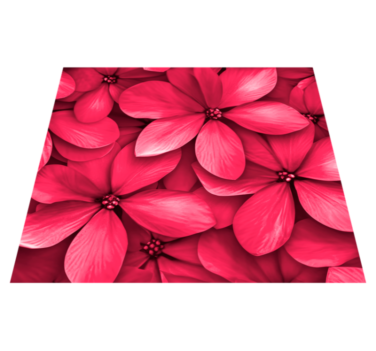 Tapis vinyle couloir fleurs numériques rouges - TenStickers
